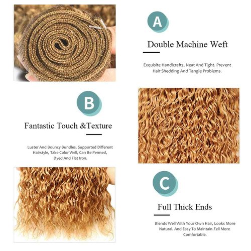 Giginger Brazilian Human Hair Bundles 18 20 22 Inch Honey Brown 27 Color Jerry Curly Wave Bundles Human Hair Unprocessed Virgin Quick Weave Hair for Black Women