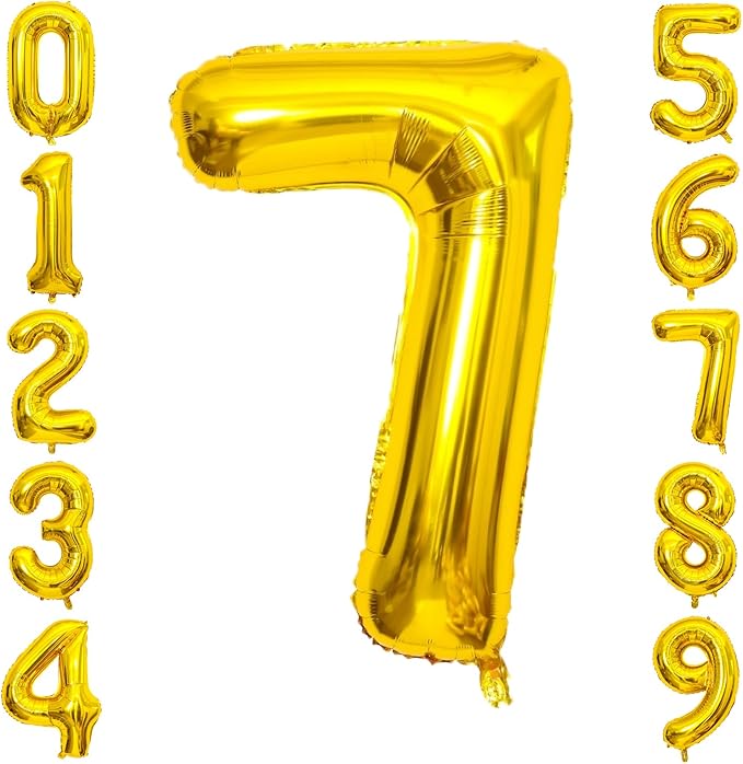 Gold Number Balloons Birthday Balloons - Giant Gold Number 7 Balloon 40 inch, Numbers Balloon Birthday Decorations, Gold Party Supplies for Women Men