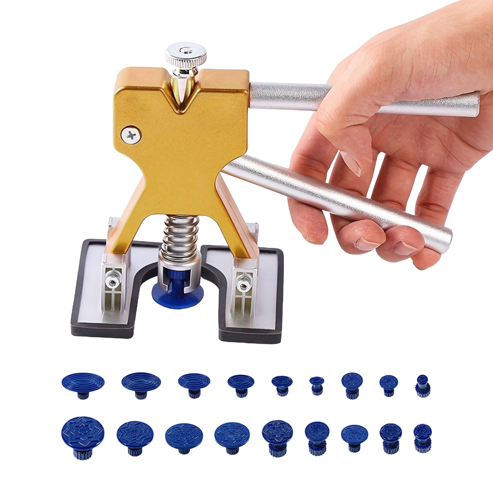 Auto Body Repair Kit Car Dent Puller with 18pcs Pull Tabs, Universal T Bar Paintless Dent Remover Tool Lifter for Auto Hail Dama