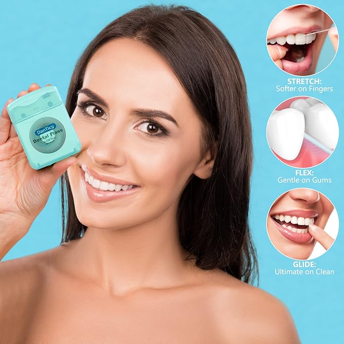Dental Floss Deep Clean Waxed 840D Floss, Extra Wide Cleaning and Slides Smoothly & Easily is Perfect for Individuals with Tight Small Gaps Between Teeth Mint Flavored, 66Yards x 4 Pack 840D