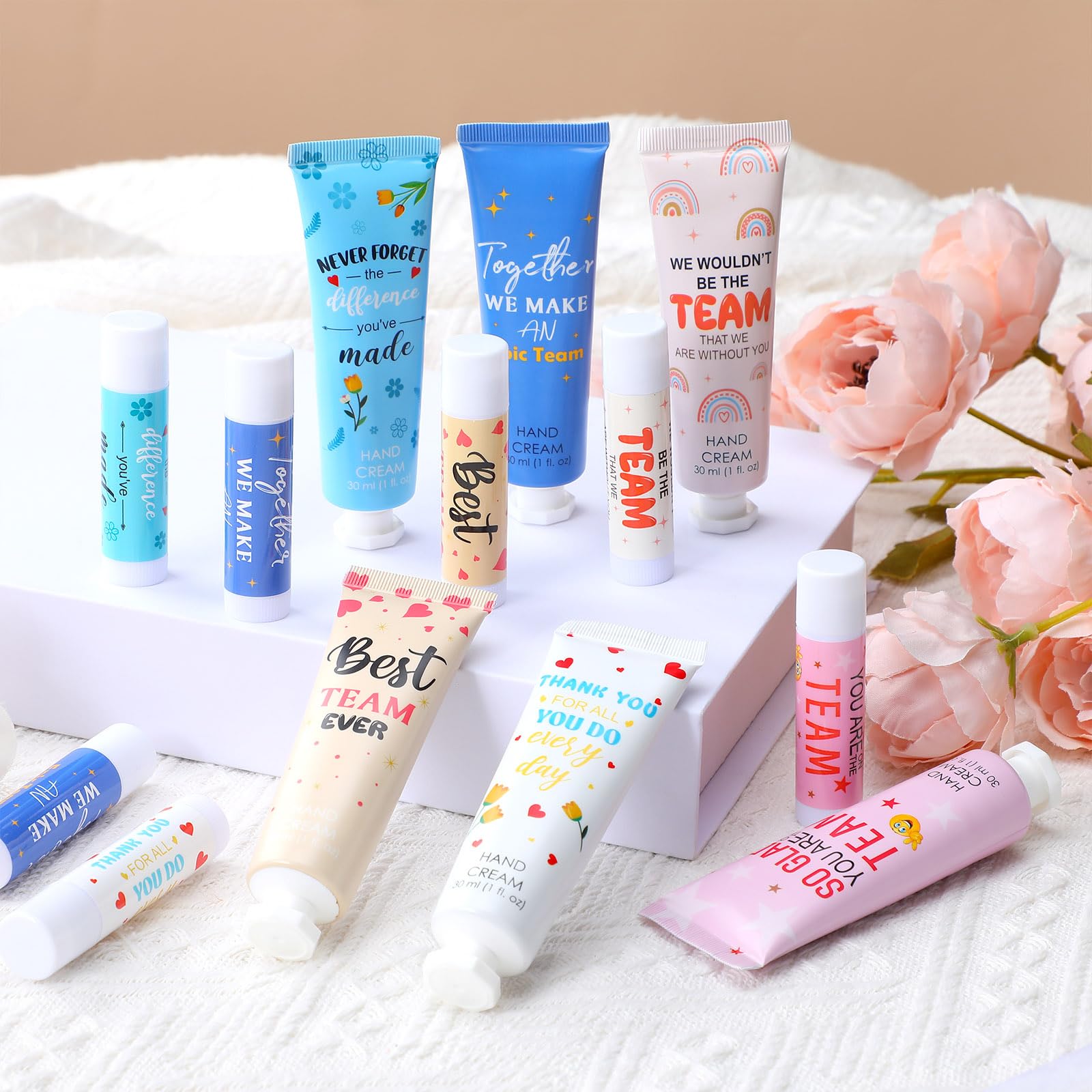 Dansib 36set/144pcs Best Team Ever Gifts Team Appreciation Thank You Gifts for Coworkers Women Employee Appreciation Gift Party Favors Basket Stuffers Items Travel Hand Lotion and Lip Balm Set