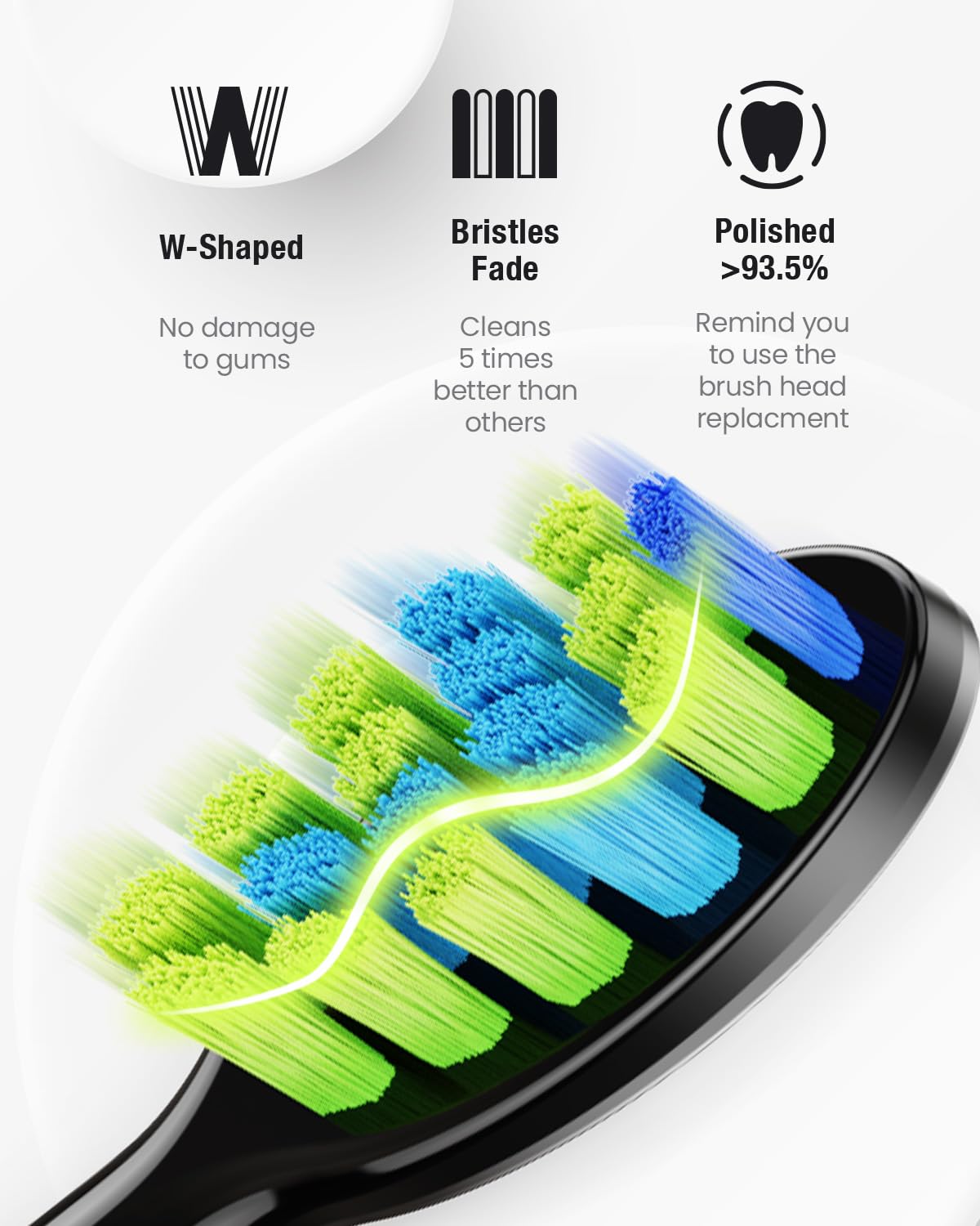 7AM2M Sonic Electric Toothbrush with 6 Brush Heads for Adults&Kids, One Charge for 120 Days, Type-C Charge, 5 Modes, 40000VPM Powered Toothbrush (Peacock Green)