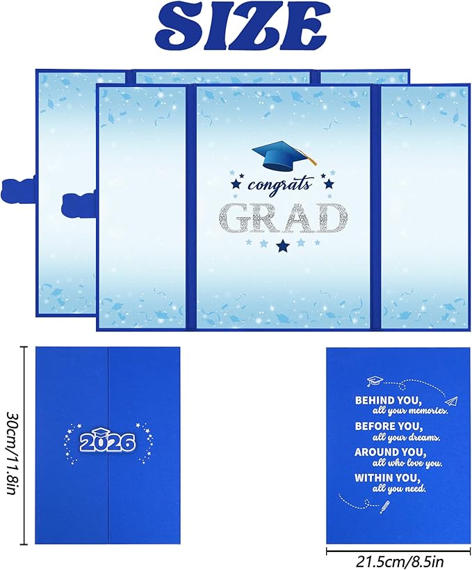 Vlipoeasn 2PCS Graduation Guest Book Alternative, Blue Silver Class of 2026 Graduation Party Decorations, Graduation Signature Book for 2026 College High School, Unique Graduation Gifts for Friends