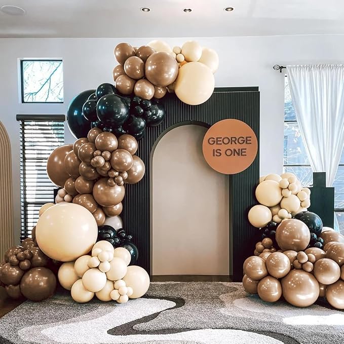 Brown Black Nude Balloon Garland Arch Kit, 160Pcs Latex Balloons Different Size 18 12 10 5 inch for Birthday Bridal Baby Shower Gender Reveal Wedding Retirement Party Decorations