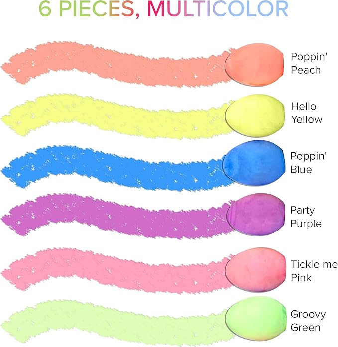 Kid Made Modern Sidewalk Chalk Set for Kids - Washable, Neon Colored Egg Chalk for Outdoor Play and Chalkboard Art - Ages 3+ (6 Pieces, Multicolor)