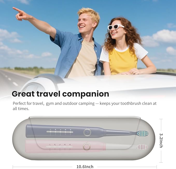 Silicone Electric Toothbrush Travel Cover, Toothbrush Travel Containers Bag Case for Men and Women,Keeps Toothbrush Fresh and Clean, Fits Most Manual and Electric Toothbrushes - Stone