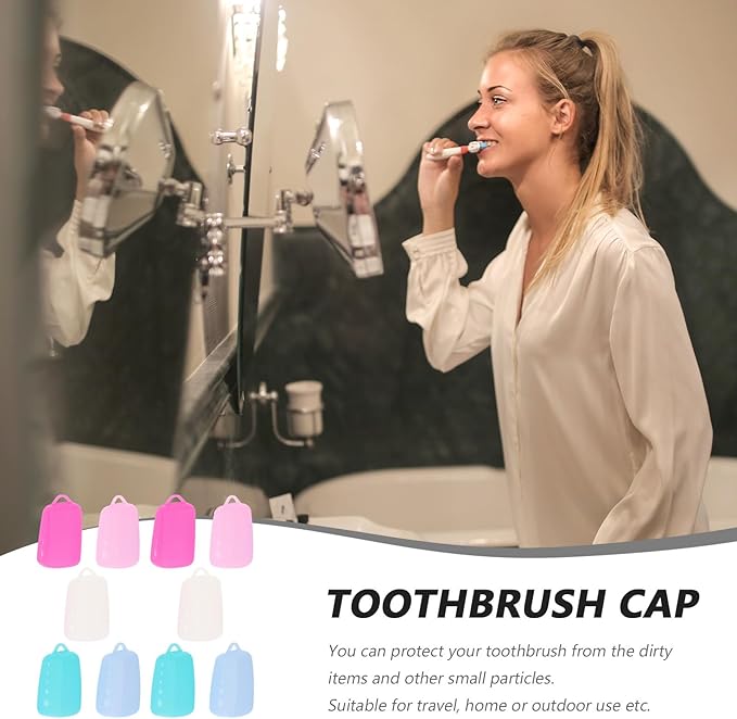 Universal Toothbrush Covers Caps 10Pcs Set Silicone Travel Toothbrush Dust Caps Portable Protective Case for Oral Care on Business and Travel