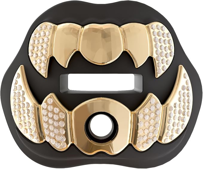 LeCool Football Mouth Guard with Connected Strap- 3D Beast Chrome Adult and Youth Mouth Guard-Mouth Piece for Sports for Maximum Air Flow and Teeth Protection