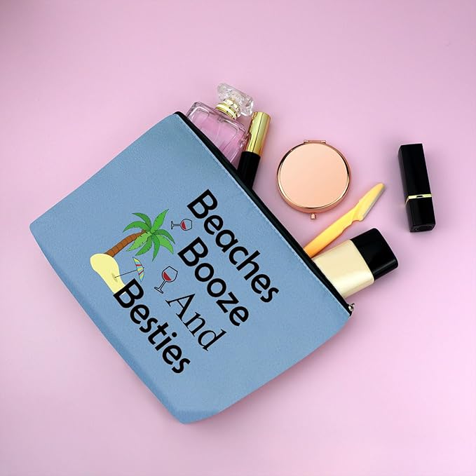 Beach Gifts for Women Friends Makeup Bag Beach Lover Gifts Funny Vacation Gift Seaside Themed Cosmetic Bag for Women Birthday Christmas Graduation Present for Besties Sister Travel Pouch（blue）