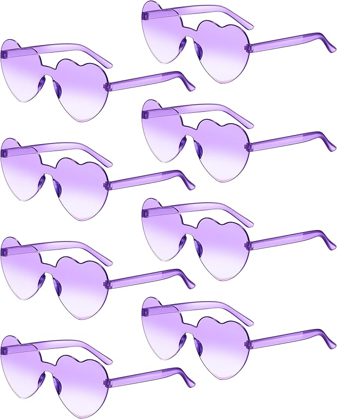 Frienda 8 Pairs Heart Shaped Sunglasses for Women Rimless Heart Glasses Candy Color Sunglasses for Party Favor
