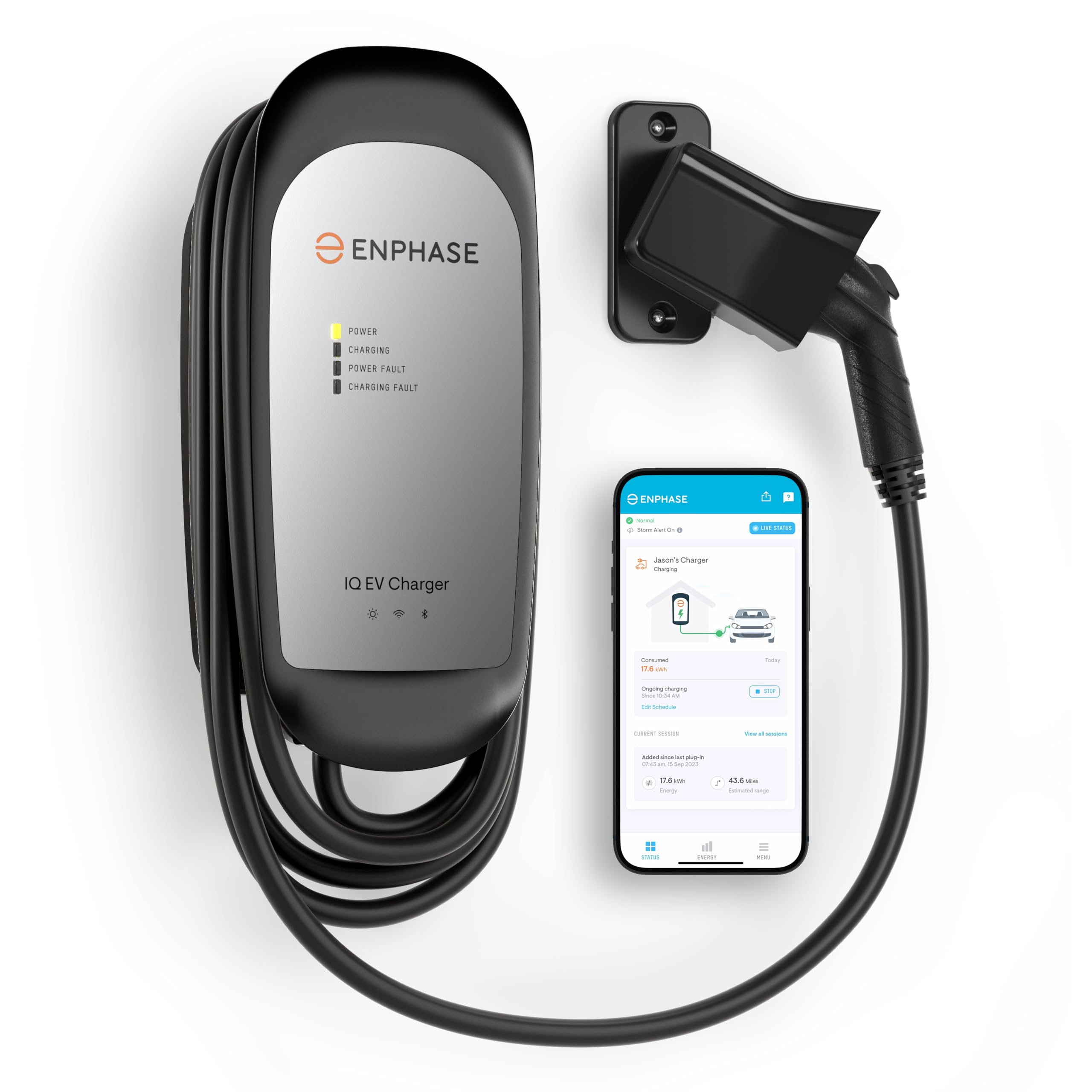 48 Amp Smart EV Charger - Enphase IQ 60, Hardwired, 11.5kW Power, 240V, 5-Year Warranty, Wi-Fi Connected, Safety Certified, 25ft