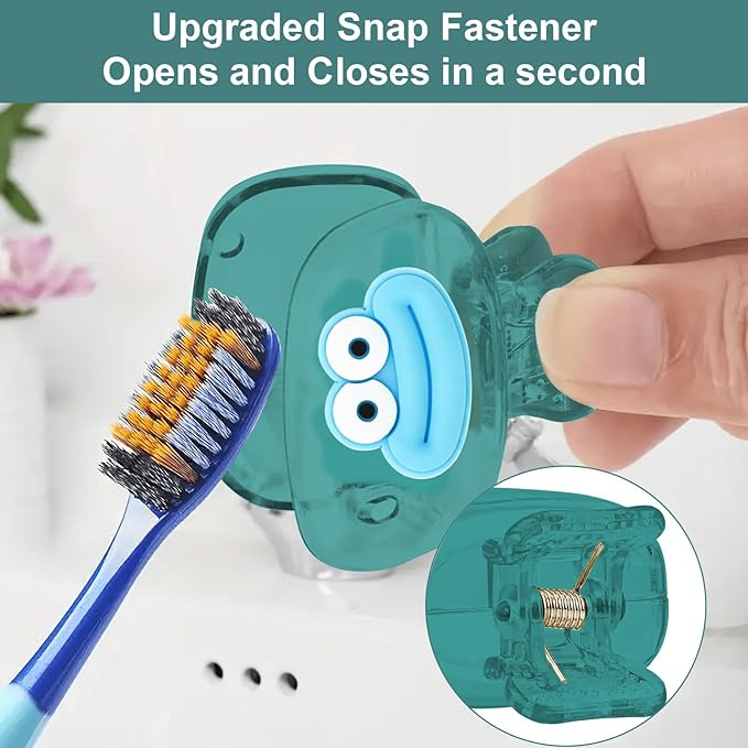 Upgrade Travel Toothbrush Head Covers Toothbrush Protector Cap Brush Pod Case Protective Portable Plastic Clip for Household Travel, Bathroom, School, Camping, Business (K, 2 Pack)