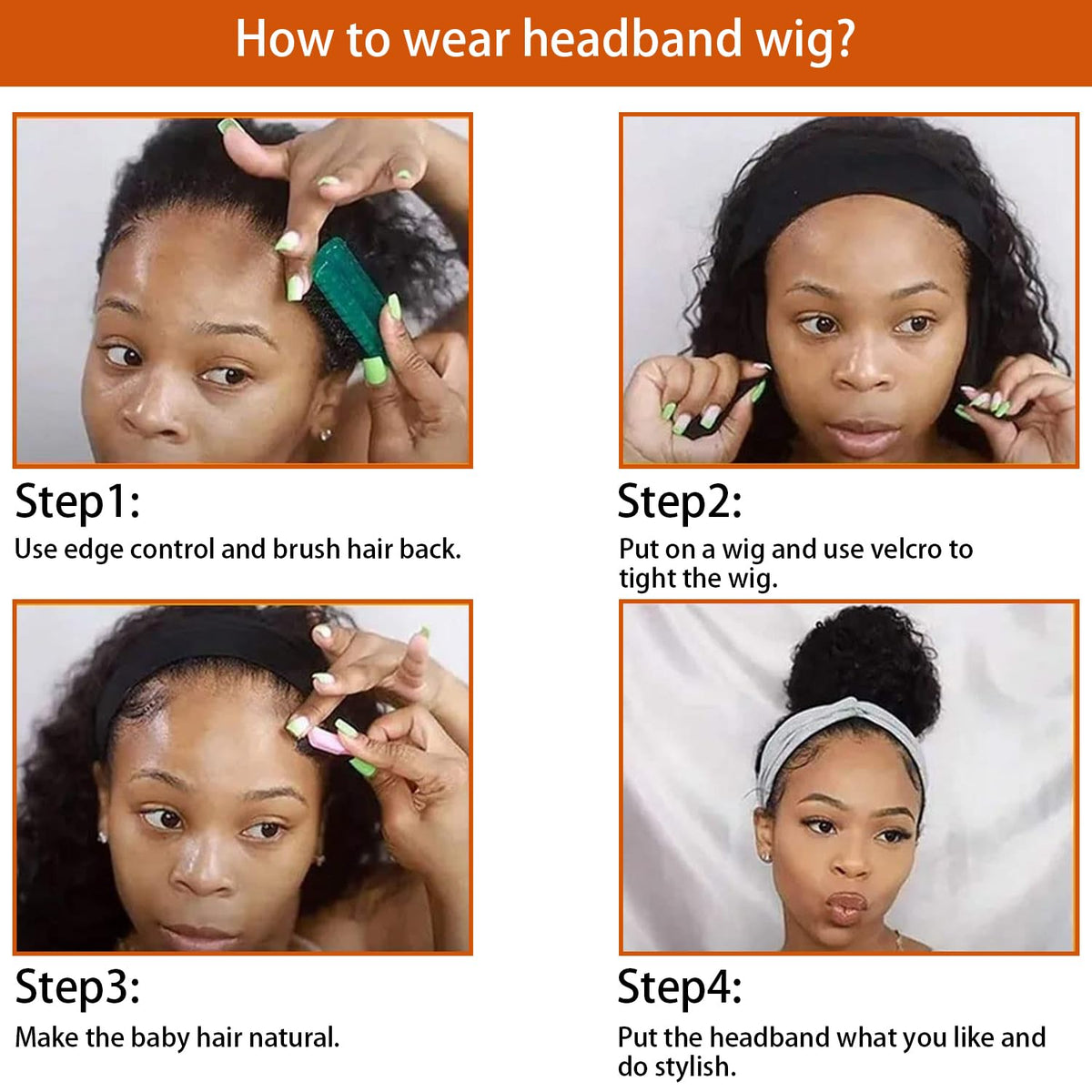 SOMIARIK Headband Wigs for Black Women Natural Hairline Synthetic Brown Loose Curly None Lace Front Wigs for Black Women Glueless Machine Made Wig Wavy pre plucked 26 Inch