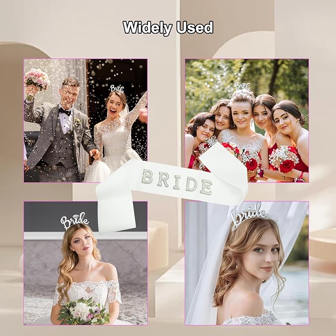 3Pcs Wedding Party Decorations, Wedding Veils for Brides Bachelorette Party Decorations Accessories Supplies, Exquisite Headdress Supplies Suitable for Engagement