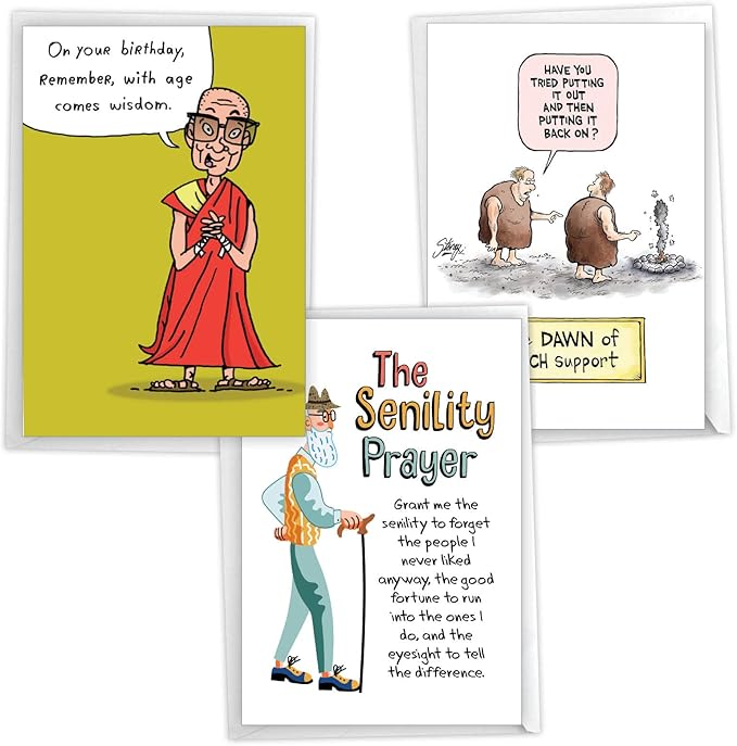 NobleWorks Assorted 3 Pack of Hysterical Birthday Greeting Cards for Men with 5 x 7 Inch Envelopes (3 Designs, 1 Each) Mansplaining VC2808BDG-C1x3