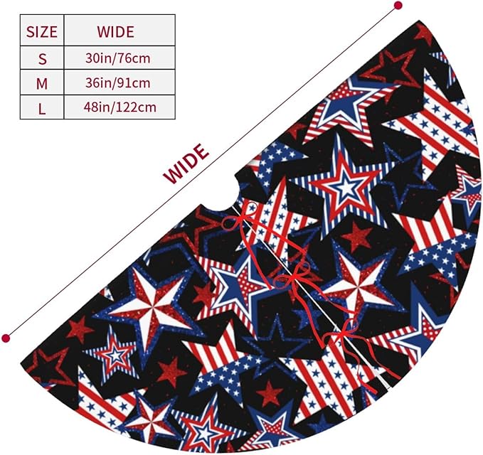 American Flag Patriotics Tree Skirt 4th of July Memorial Day Veterans Day Christmas Tree Skirt Xmas Tree Mat Christmas Tree Ornaments Decorations Holiday Party Indoor Outdoor 36"