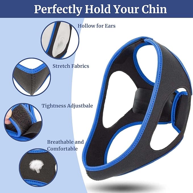 Airflow Jaw Strap, Adjustable & Breathable Anti Snoring Chin Strap, Effective Stop Snoring Solution Keep Mouth Closed