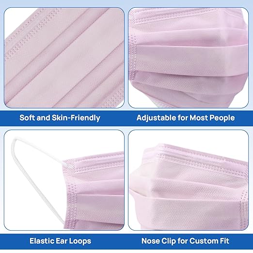 JMU 2000 Pcs Disposable Face Masks for Adults, 4-Ply ASTM Level 3 Medical Masks, Pink