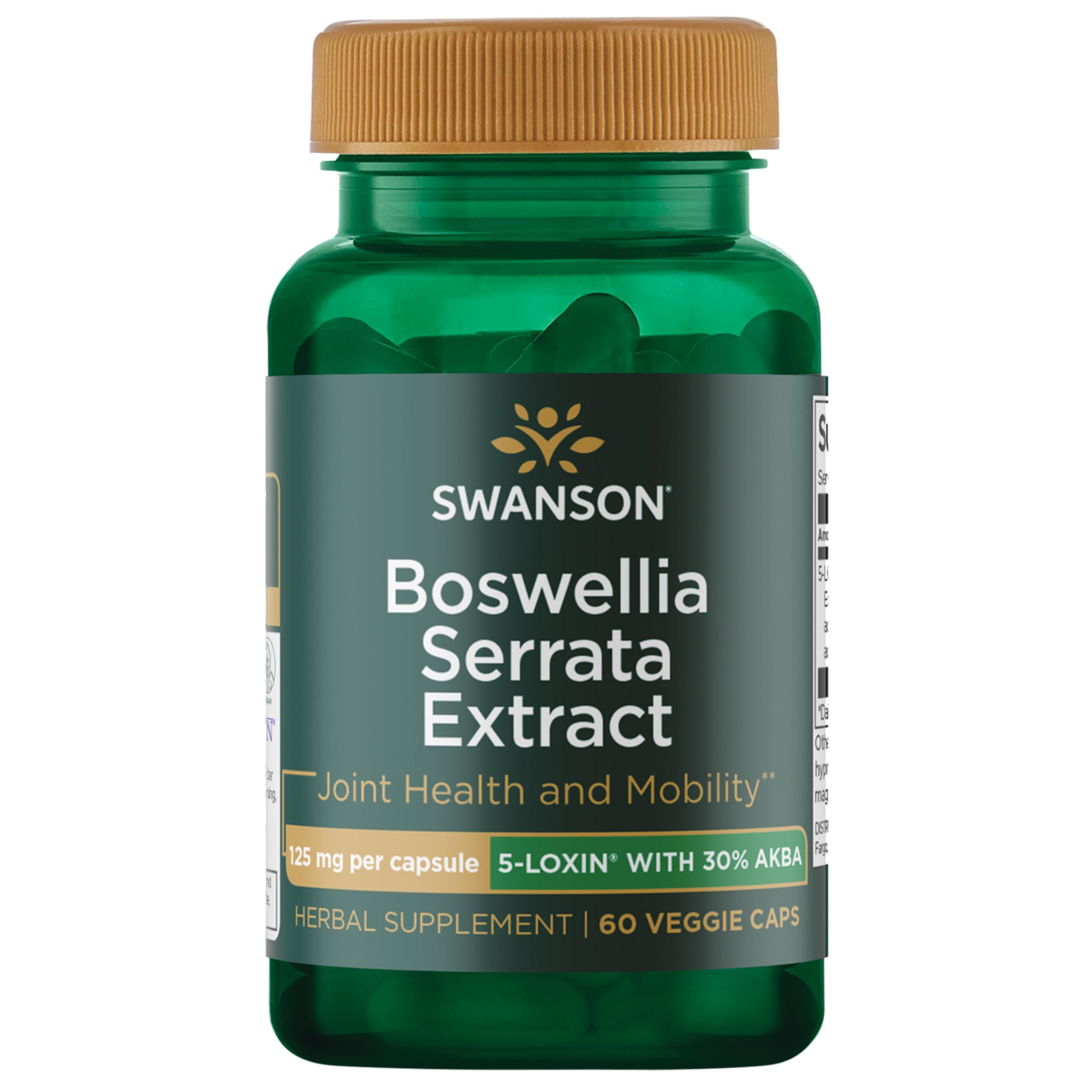 Swanson Boswellia Serrata Extract - Herbal Supplement for Joint Support - Aids Mobility & Flexibility* - Contains 5-LOXIN Standardized Boswellia - Non-GMO - 60 Veggie Caps
