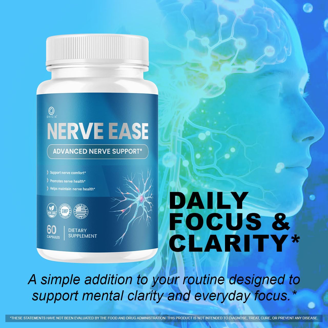 (3 Pack) Nerve Ease Capsules - Nerve Ease Advanced Nerve Support Pills, NerveEase Support Maximum Strength All Natural Premium Formula for Overall Health & Wellness, 180 Capsules for 3 Months