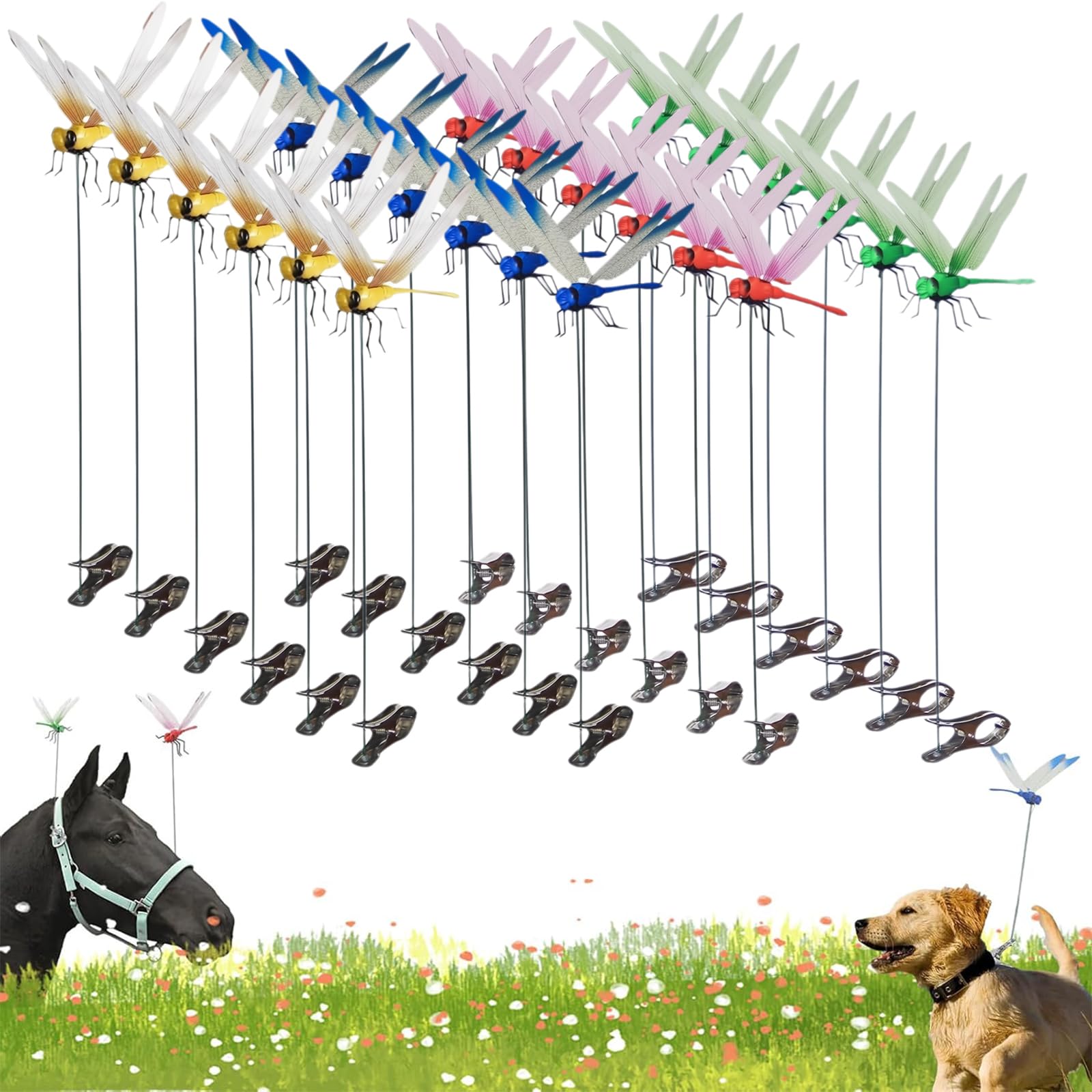 3D Dragon Fly Clip for Bugs, Dragonfly Clips to Keep Bugs Away (24 PCS)