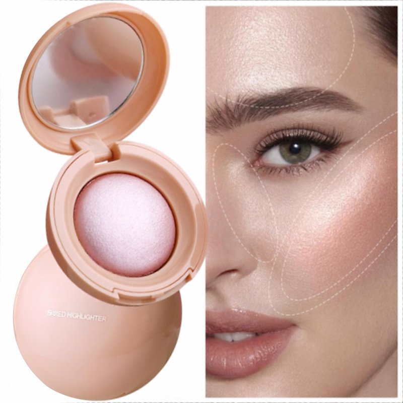 MAEPEOR Baked Highlighter Buildable Lightweight Natural Look Baked Highlighter Powder Palette, Highlight Face for a Shimmery or Matte Finish (Color 05)