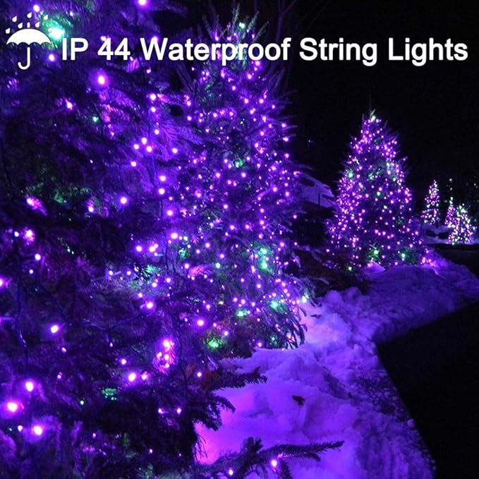 Christmas String Lights Purple - 25m/82ft 220 LEDs 8 Modes Memory Function End-to-End Extendable Plug in Waterproof Inside/Outside Fairy Tree Lights for Patio Home Indoor Outdoor Halloween Decorations