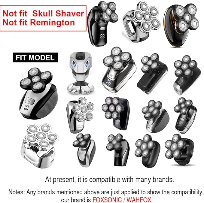 Universal 5-Blade Head Shaver Replacement - 2 PCS Electric Razor Heads for Beard and Hair Trimming