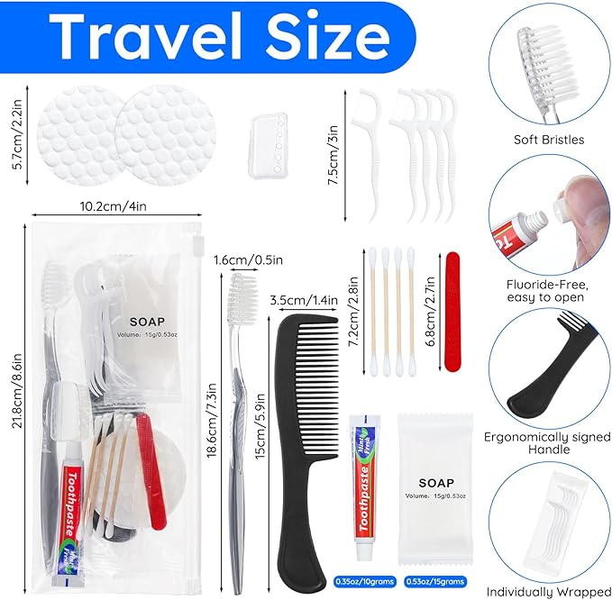 Travel Toothbrush Kit, Hygiene Kit Comes in A Double Sealed Individual Package, Personal Hygiene Kit for Hotel, Camping, Home and Travel (10 Set)