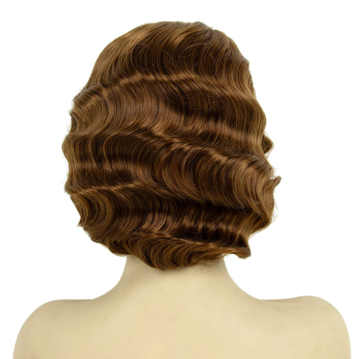 H&Bwig Short Ash Brown 20s Wigs for Women Natural Finger Wave Synthetic Hair Wig for Women Lady Ladies Cosplay Anime Party Costume Anime Flapper Wig