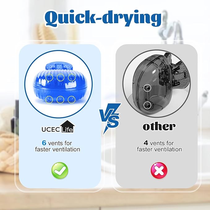 UCEC Toothbrush Caps, Protector Head Covers Case Plastic Clip for Travel, Camping, Bathroom, School, Business, 6 Pack