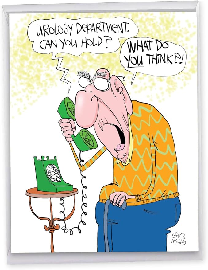 NobleWorks - Jumbo Birthday Greeting Card (8.5 x 11 Inch) - Cartoon Humor, Notecard with Envelope - Urology Department J7262BDG-US