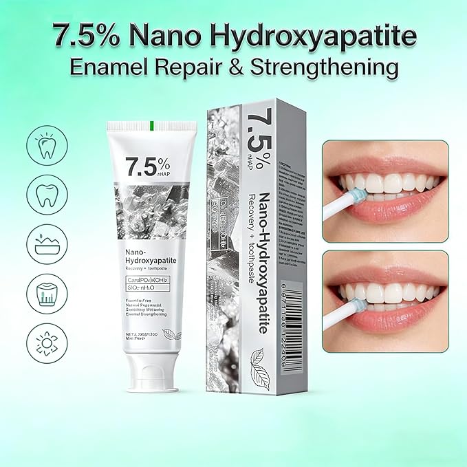 Hydroxyapatite Toothpaste, 7.5% Nano Hydroxyapatite Toothpast, Deep Cleaning for Advanced Enamel Protection, Fluoride-Free Gentle and Effective Formula with Fresh Mint (3 Sets)