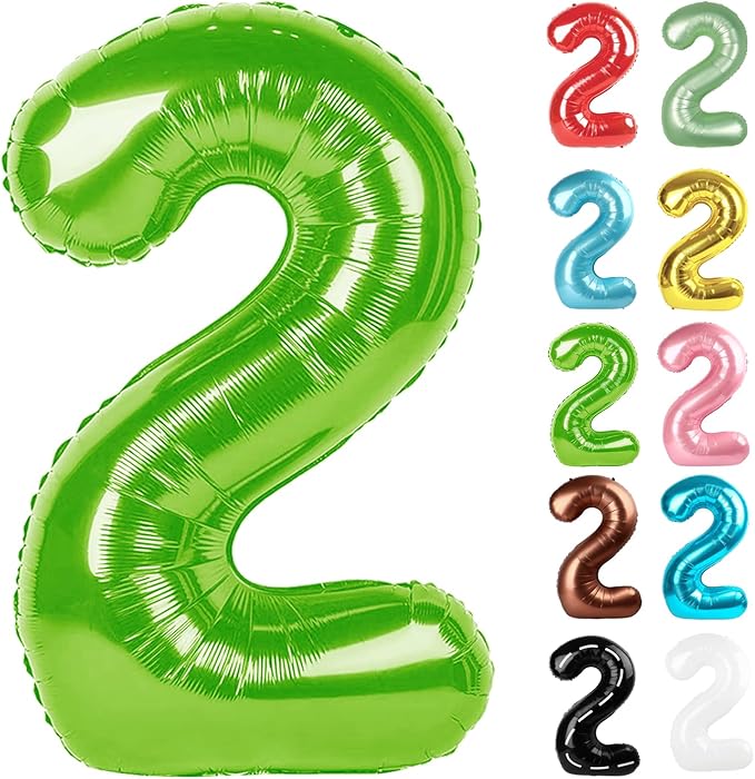 Light Green Number 2 Balloon 40 Inch, 2 Balloon Number, 2nd Birthday Decorations for Baby Girls Boys Toddlers