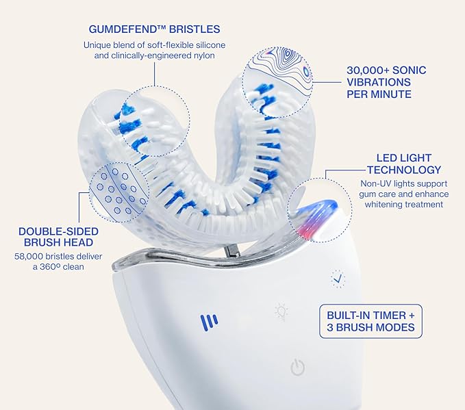 autobrush Sonic Pro Electric Toothbrush – Only ADA Accepted U-Shaped Brush, Clinically Proven Up to 5.1X Better Cleaning, 30-Second Full Mouth 360 Clean, Rechargeable, Waterproof, Black, Ages 9-12