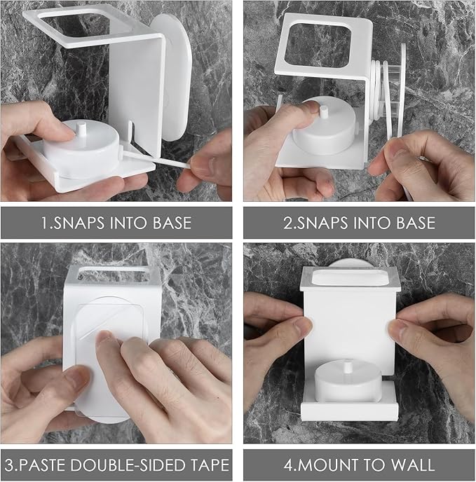 Electric Toothbrush Holder Wall Mounted, Electric Toothbrush Cord Organizer Holds 1 Chargers, Self Adhesive Electric Toothbrush Stand for Bathroom, Medicine Cabinet, Dorm(White)