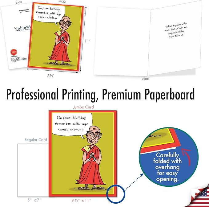 NobleWorks Jumbo Hysterical Birthday Greeting Card From Us 8.5 x 11 Inch with Envelope (1 Pack) Oversize Jumbo Bday Age Wisdom J8576BDG-US
