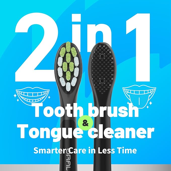 Japanese Brand Whitening Replacement Toothbrush Heads, Compatible with Philips Sonicare Click-on Handles, 4 Pack, Medium, with Tongue Cleaner (CA668, Black)