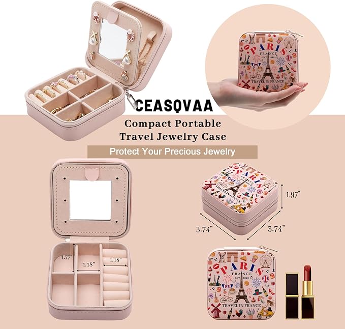Paris Travel Gifts for Women Jewelry Box, France Lovers Birthday Gift, Paris City Themed Souvenirs for Traveller Women Friends, France Travel Favors Jewelry Case Organizer