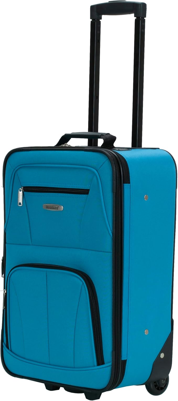 Rockland Fashion Softside Upright Luggage Set, Expandable, Wheel, Telescopic Handle,Turquoise, 2-Piece (14/19)
