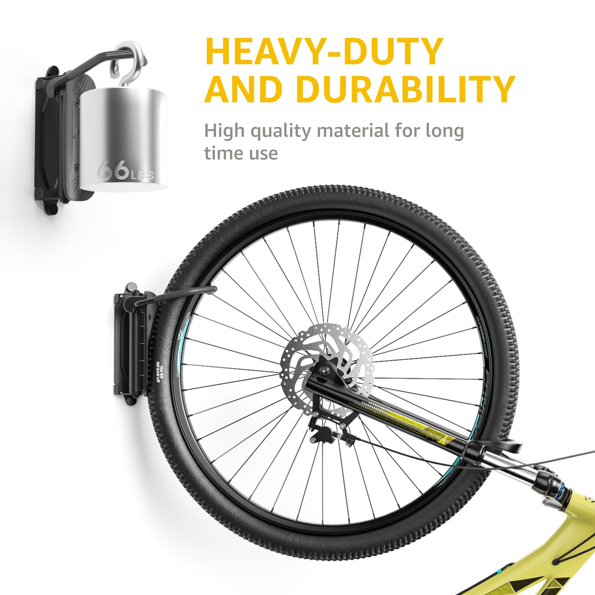 monTEK Swivel Bike Wall Mount, Vertical Bike Rack for Garage, 2 Pack, Gray