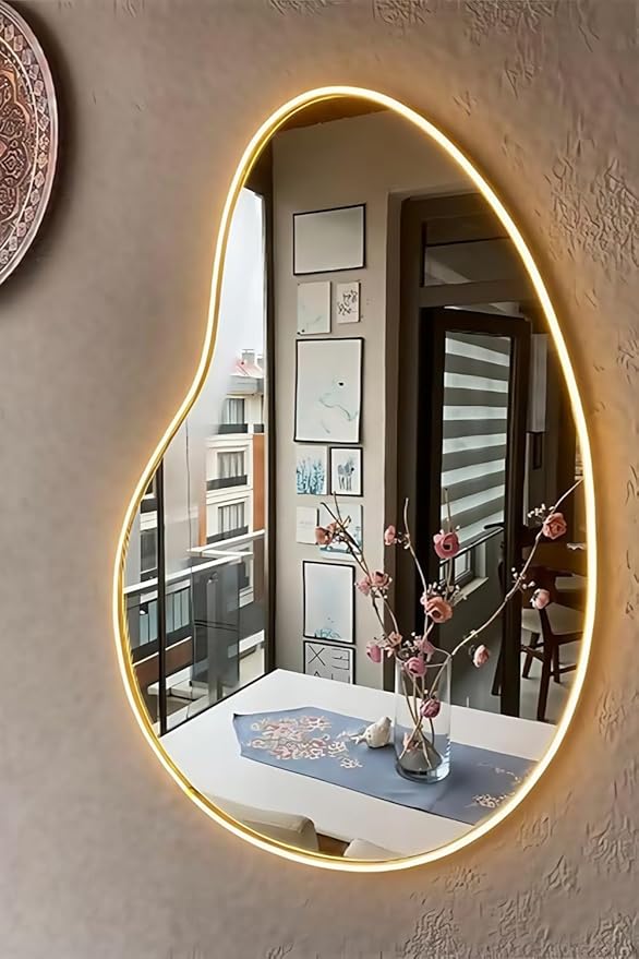 LED Mirror Neon Lights Light Up Dressing Mirror Cat/Shine Heart/Bat/Butterfly Shape Neon Mirror Sign for Modern Home Girl Room Bathroom Salon Wall Art Decor Gift For Girlfriend USB Powered