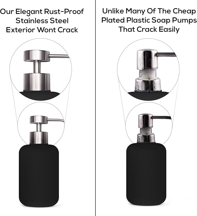Elegant Flat Top Stainless Steel Soap and Lotion Dispenser Pumps (Brushed Nickel, 4 Pack)