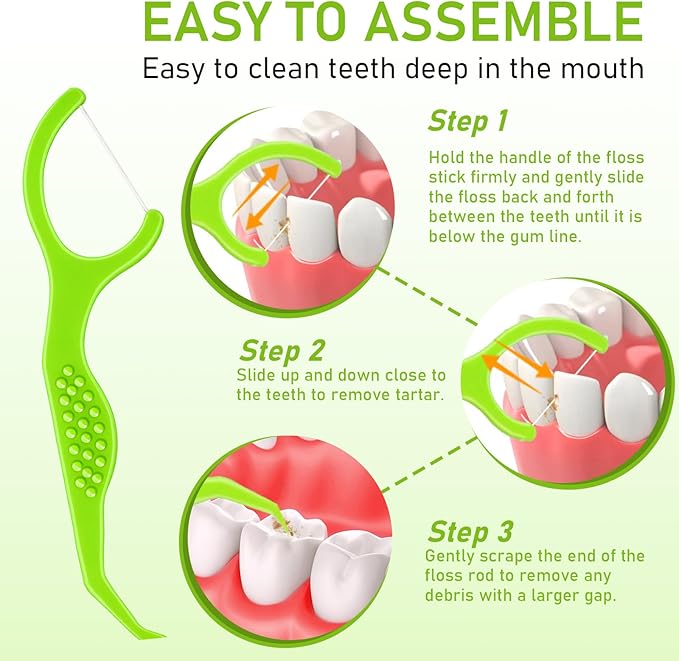 Dental Floss Picks 50 Count Extra Strong Flosser Pick Mint Professional Tooth Picks Flossers for Adults Provide a Deep Cleaning with Portable Case