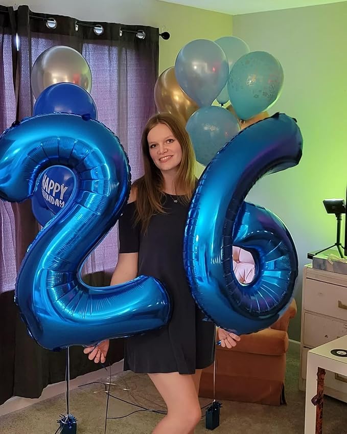 16 Balloon Number, Metallic Blue Number 16th Birthday Balloons 40 Inch, Sweet 16 Years Old Metallic Blue Birthday Decorations for Boys Girls, 16th Anniversary Decorations
