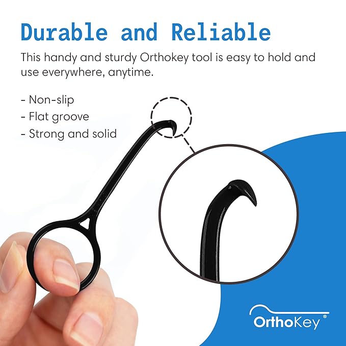 OrthoKey Clear Aligner Removal Tool | Invisible Removable Braces, Denture, Brackets, Retainer Remover Key | Personal Orthodontic Supplies, Dental-Grade for Cleaning & Travel | (2-Pack) Black & White