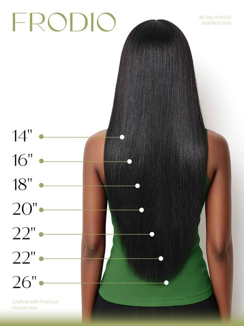 Frodio Clip Ins Hair Extensions Black: Remy Real Human Hair Pu Seamless Long Yaki Straight Invisible Beauty For Women Can Be Body Wave 20 Inch 100g 7 Piece Full Thick Brazilian Jet Black Natural Color