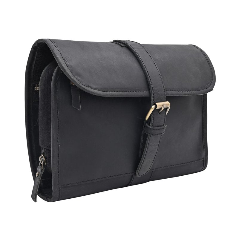 Autentico Leather Genuine Buffalo Leather Hanging Toiletry Bag with Waterproof Lining for Men & Women Handcrafted Vintage Distressed Brownn Leather Dopp Kit, Travelling Kit (Distress Brown)