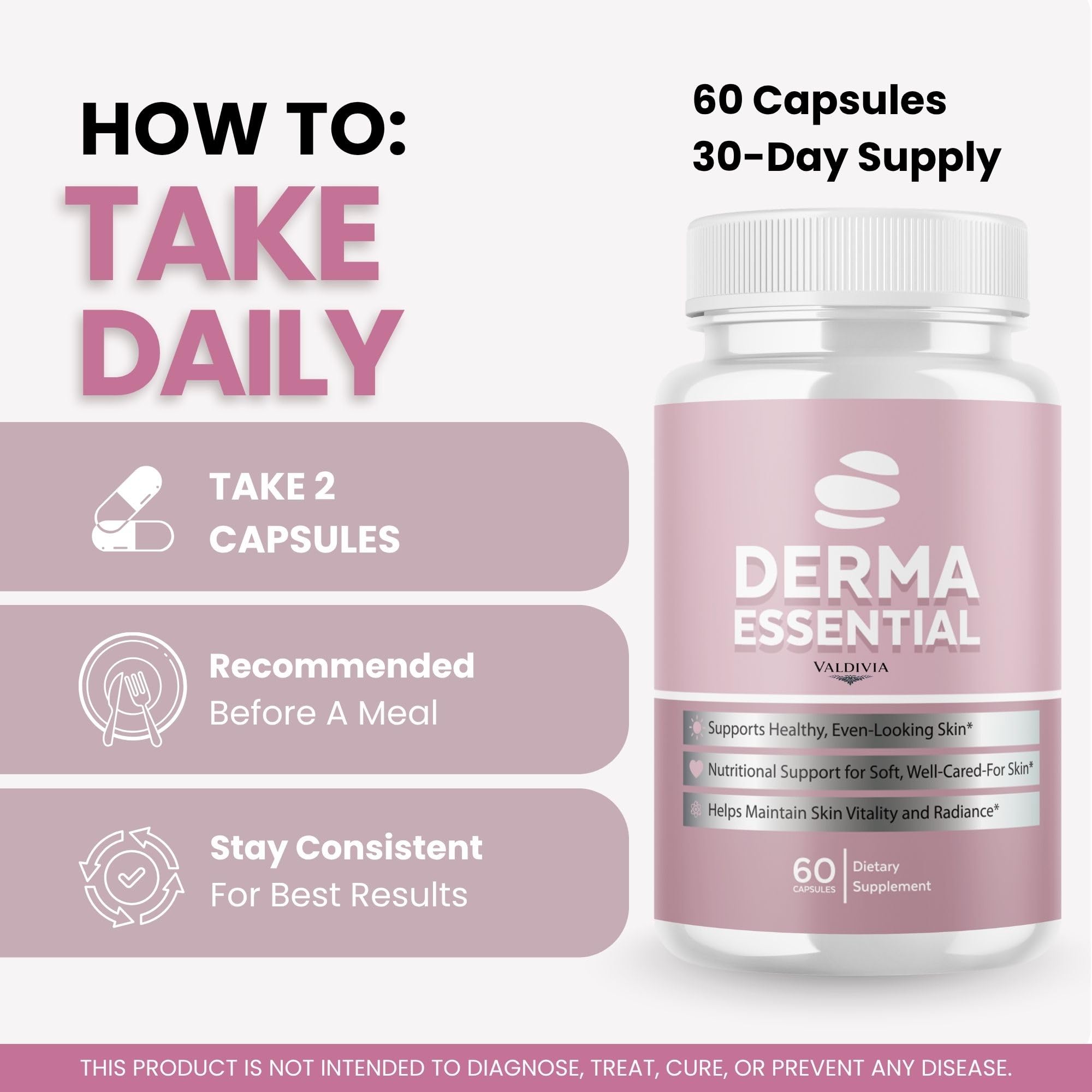 (3 Pack) DermaEssentials Capsules - Official Derma Essentials Supplement, Premium Formula, Natural Vitamins for Health & Wellness - 180 Capsules for 3 Months