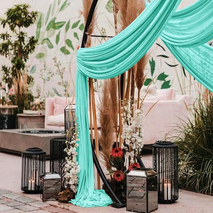 Wedding Arch Draping Fabric 30'' x 18FT Sheer Chiffon Arch Drape Backdrop 1 Panel Teal Drape for Easter Bridal Shower Baby Shower Photo Booth Church Decor Birthday Party Outdoor Decoration